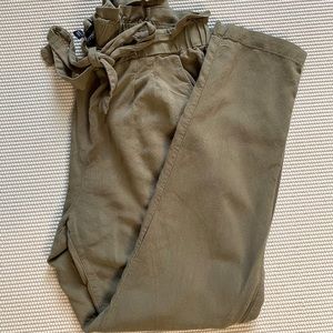Olive Green Paper Bag Pants